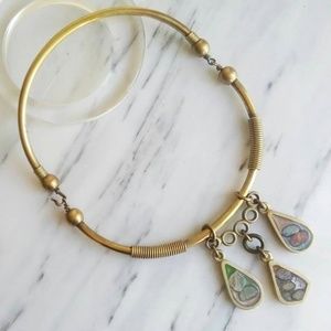 SOLD Vintage 70s Modernist Brass Collar Necklace